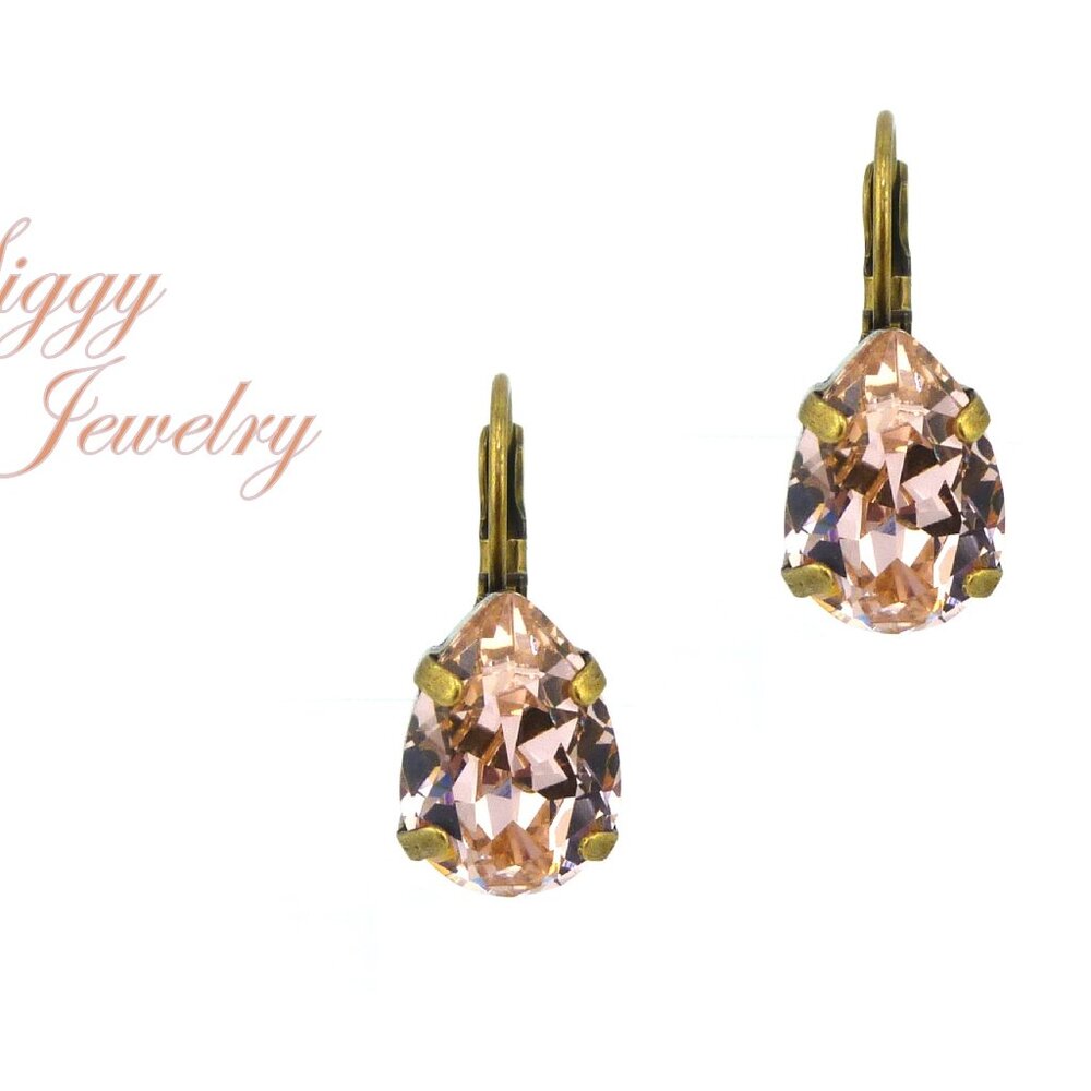 Swarovski Crystal Vintage Rose Pear Drop Lever Back Earrings, Assorted Finishes